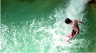 Jumping into the water