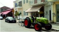 Tractor outside bank
